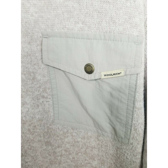 Woolrich Mens Oatmeal‎ Drifter 1/4 Button Fleece Collared Sweater Size Medium - Picture 3 of 7